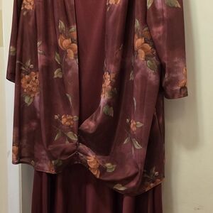 Floral Burgundy Dress and Jacket Set